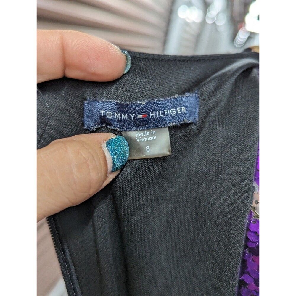 Black with Gold Floral Print Culotte Jumpsuit - Tommy Hilfiger Size 8 - Picture 3 of 8